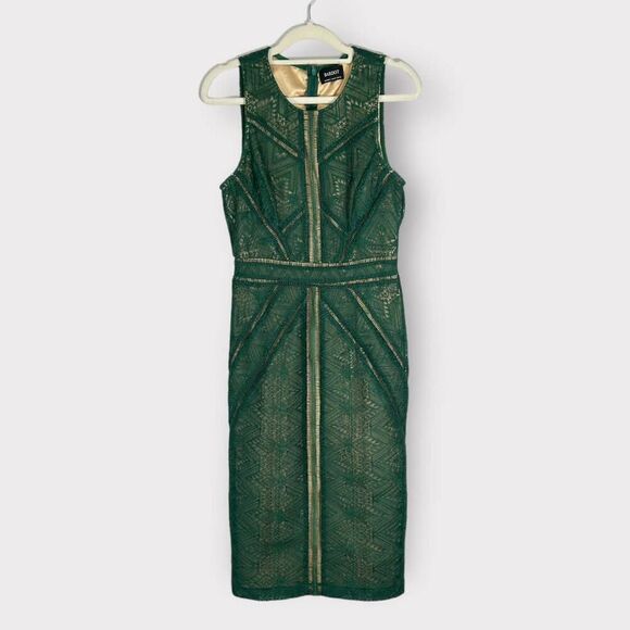 Bardot Eve Lace Sheath Midi Dress Dark Green Women's Size 4/XS - Picture 3 of 7